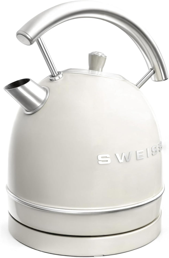 SWEISS Vintage Wasserkocher KTL8 1,8L, Praktische kompakte Edelstahl 2200W, Schnelles Kochen, Sichtb