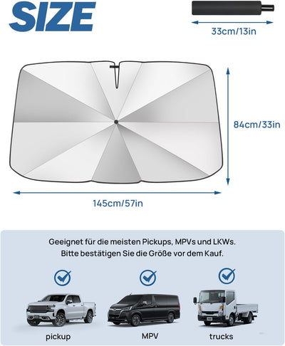 JOYTUTUS Sonnenschutz Auto Frontscheibe, [2024 Upgrade] 360°Drehbar Windschutzscheibe Sonnenschutz m