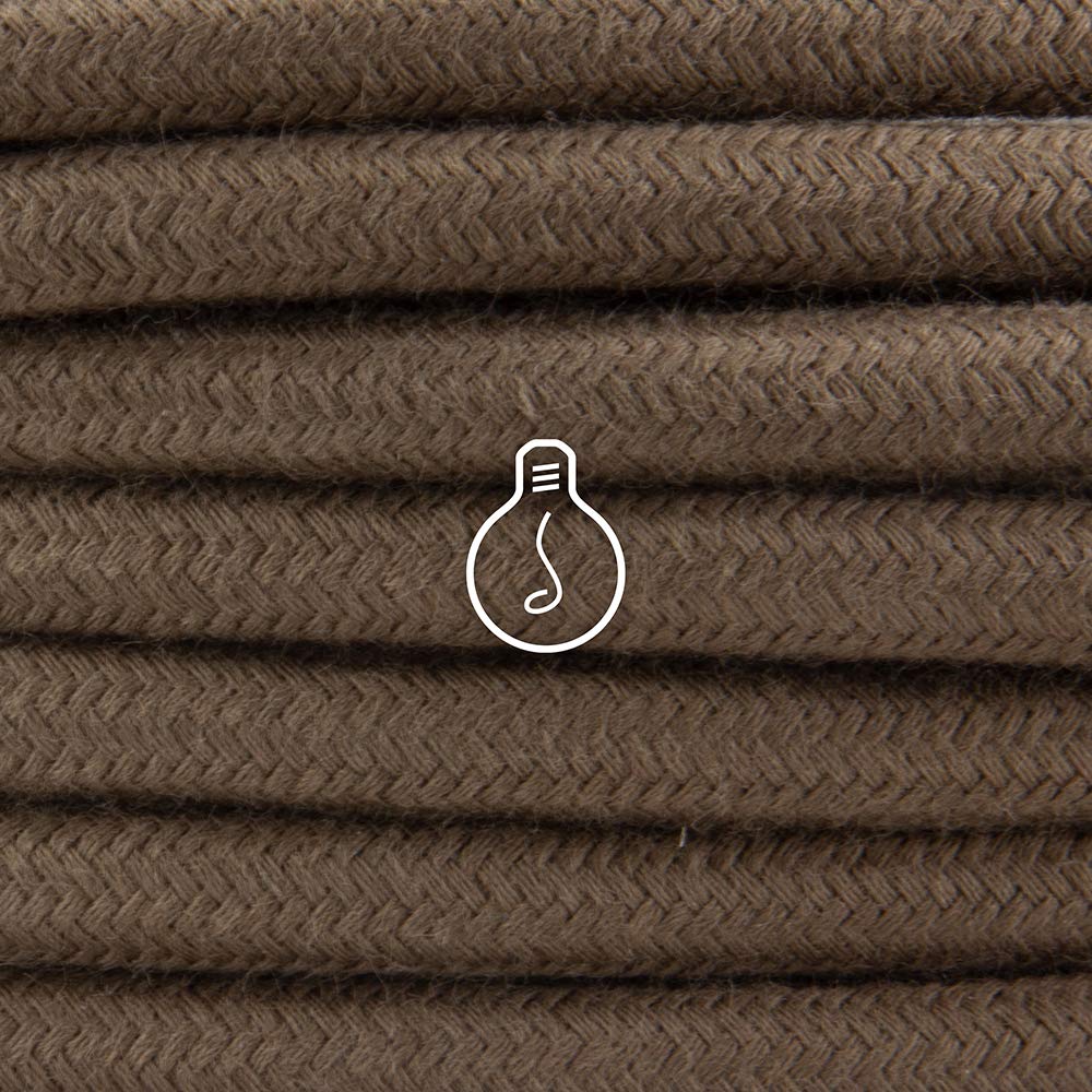 Amarcords - Textilkabel für Lampen BRAUN, rund, Baumwolle, 5 Meter, mit 2 Leiter 2x0,75 - Stoffkabel