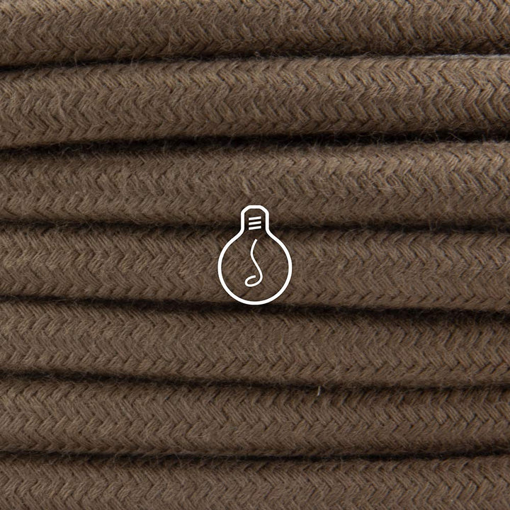Amarcords - Textilkabel für Lampen BRAUN, rund, Baumwolle, 5 Meter, mit 2 Leiter 2x0,75 - Stoffkabel