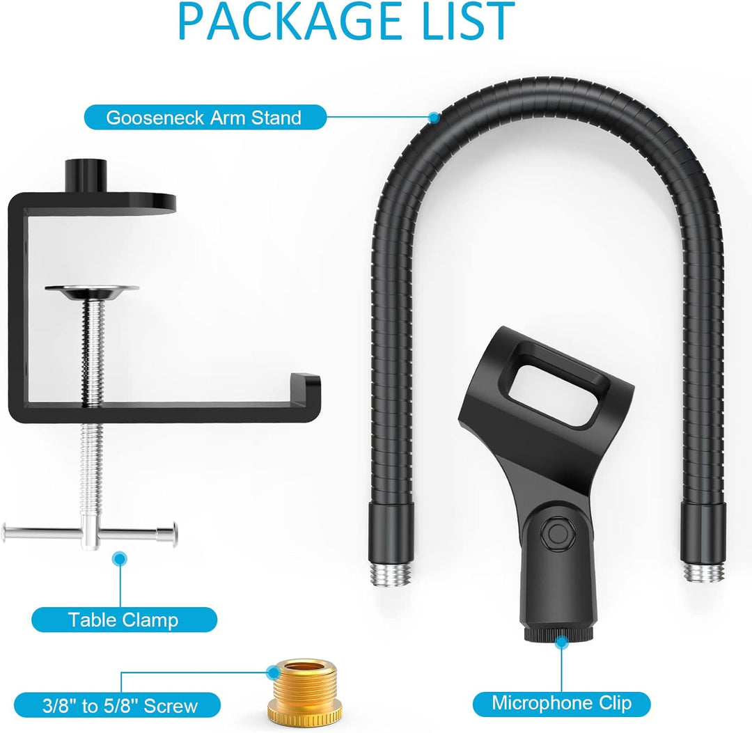 zealsound Mikrofon Arm Ständer,Verstellbarer Schwanenhals Mikrofonarm mit Microphone Clip, 3/8" auf