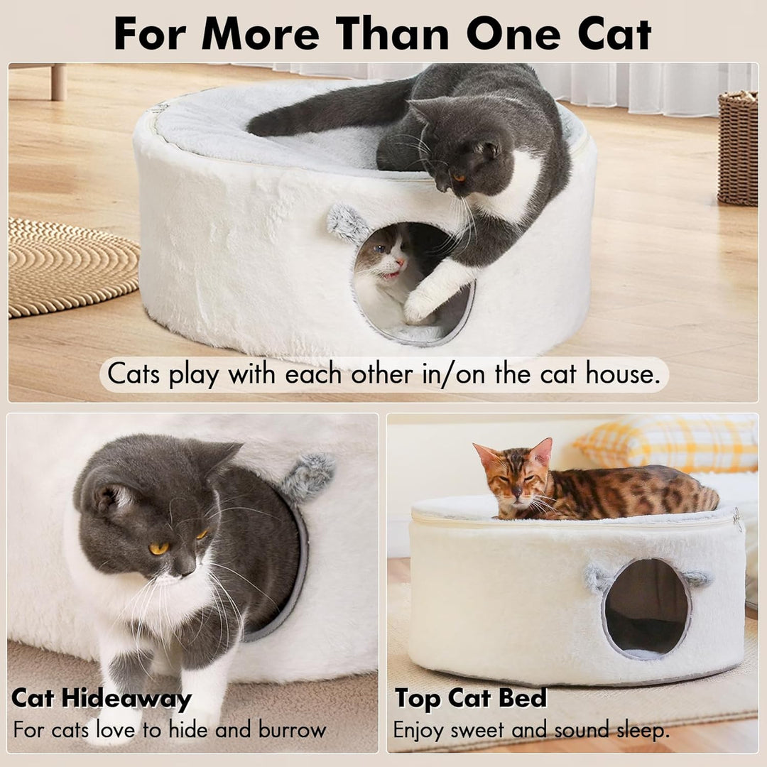Zoratoo Nicht zusammenklappbares Katzenhaus mit robustem Metallrahmen, Zwei Schichten Katzenbett Kat