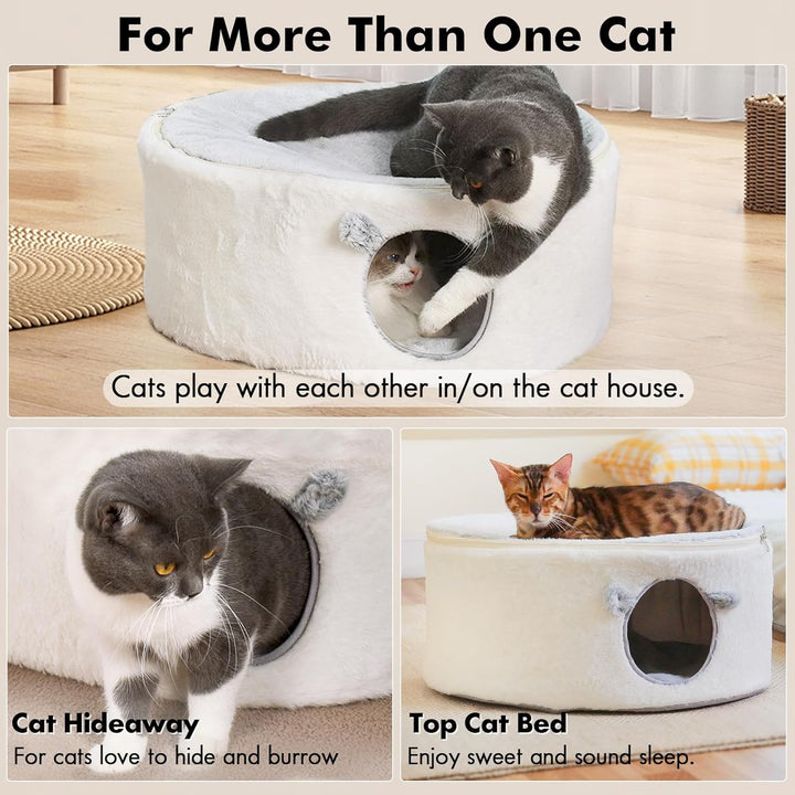 Zoratoo Nicht zusammenklappbares Katzenhaus mit robustem Metallrahmen, Zwei Schichten Katzenbett Kat