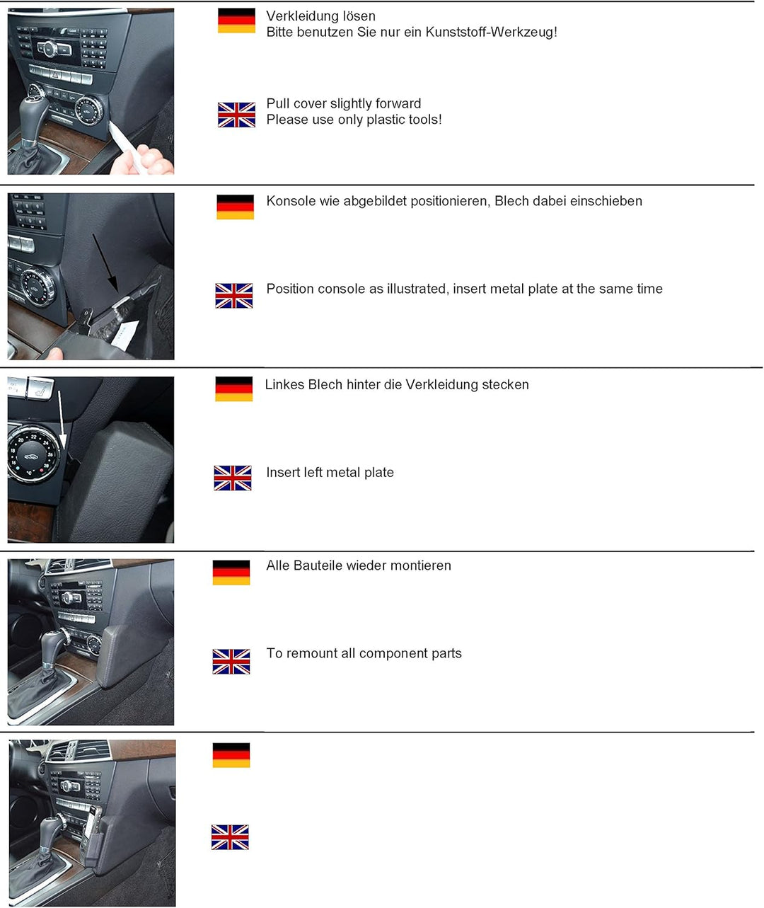 KUDA 091845 Halterung Kunstleder schwarz für Mercedes C-Klasse (W204/S204) ab 04/2010 bis 2015 (Face