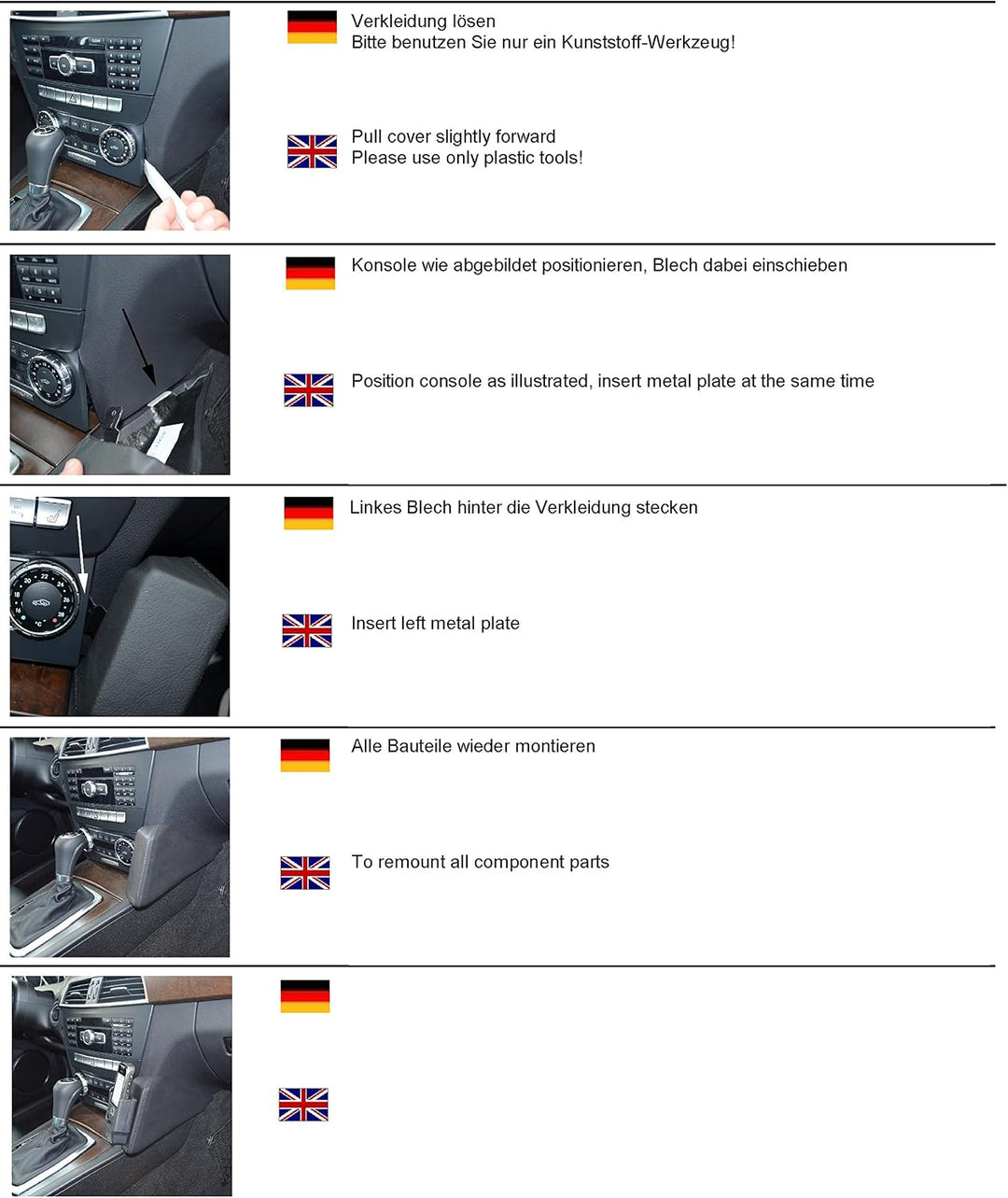 KUDA 091845 Halterung Kunstleder schwarz für Mercedes C-Klasse (W204/S204) ab 04/2010 bis 2015 (Face