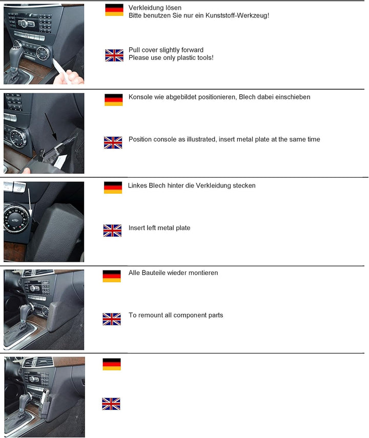 KUDA 091845 Halterung Kunstleder schwarz für Mercedes C-Klasse (W204/S204) ab 04/2010 bis 2015 (Face
