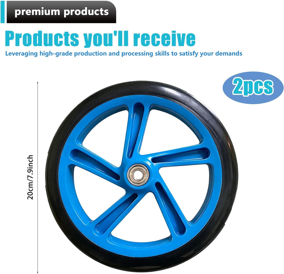 2 Stück City Scooter Ersatzräder: WARMWOO 200mm Scooter Rollen, Kick Scooter Air Luft Reifen-Set für