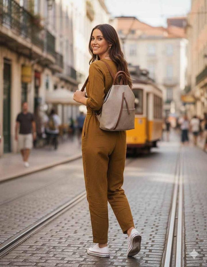Damen Rucksack Tasche Schultertasche Leder Optik Daypack Backpack Handtasche Tagesrucksack Cityrucks