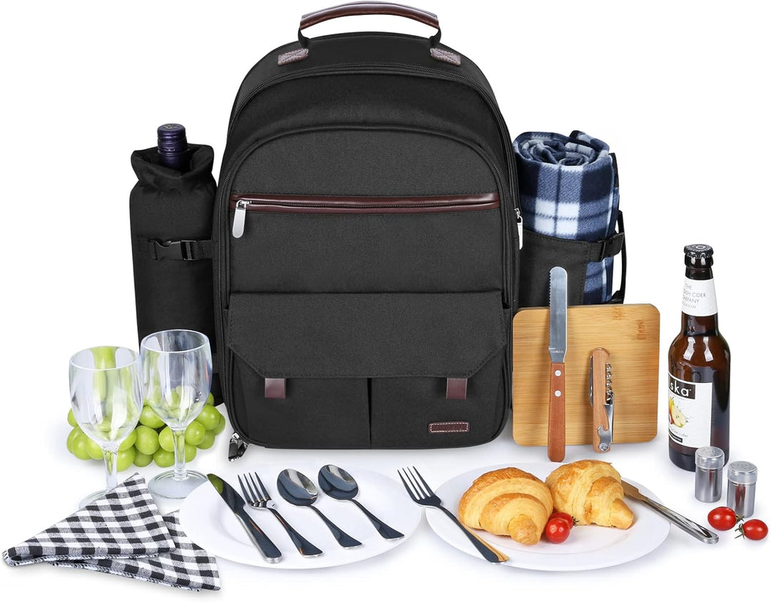 Sunflora Picknick Rucksack Set 2 Personen mit Isoliertem Kühlung und Decke, Picknickkorb 2 Personen