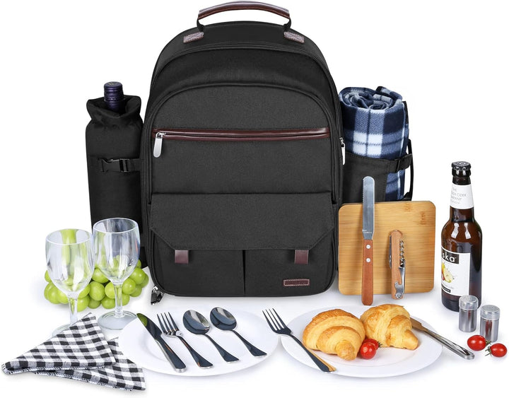 Sunflora Picknick Rucksack Set 2 Personen mit Isoliertem Kühlung und Decke, Picknickkorb 2 Personen