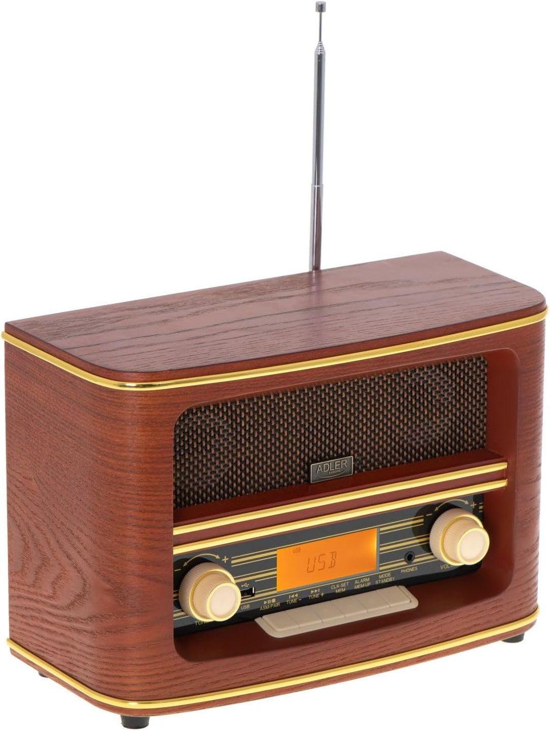 Retro-Radio FM Bluetooh 5.0 USB und Aux Wecker Apag. Autom.FABRILAMP