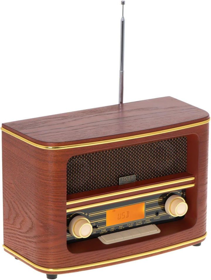 Retro-Radio FM Bluetooh 5.0 USB und Aux Wecker Apag. Autom.FABRILAMP