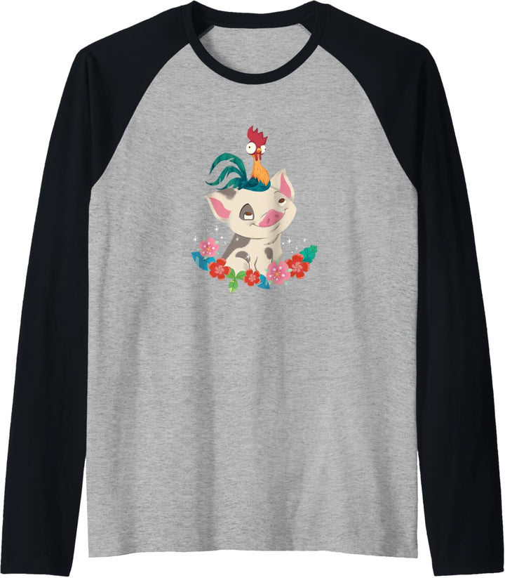 Disney Moana HeiHei Rooster Pua Flowers Raglan