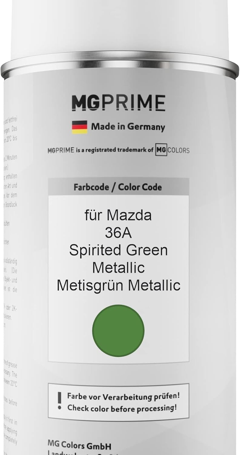 MG PRIME Autolack Sprühdosen Set für Mazda 36A Spirited Green Metallic/Metisgrün Metallic Basislack