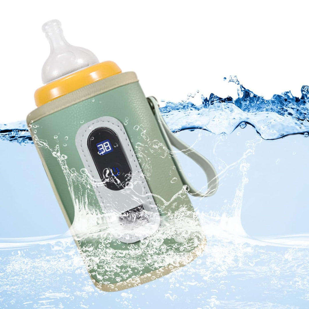 Tragbarer USB-Babyflaschenwärmer, Digital LCD-Display, Temperatureinstellbar 38-55°C, Wasserdichtes