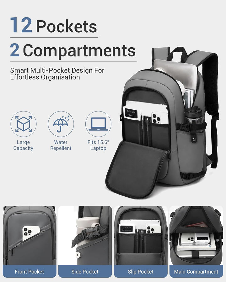 KONO Laptop Rucksack für Herren und Damen, Wasserdichter und Diebstahlsicher Business Laptoprucksack