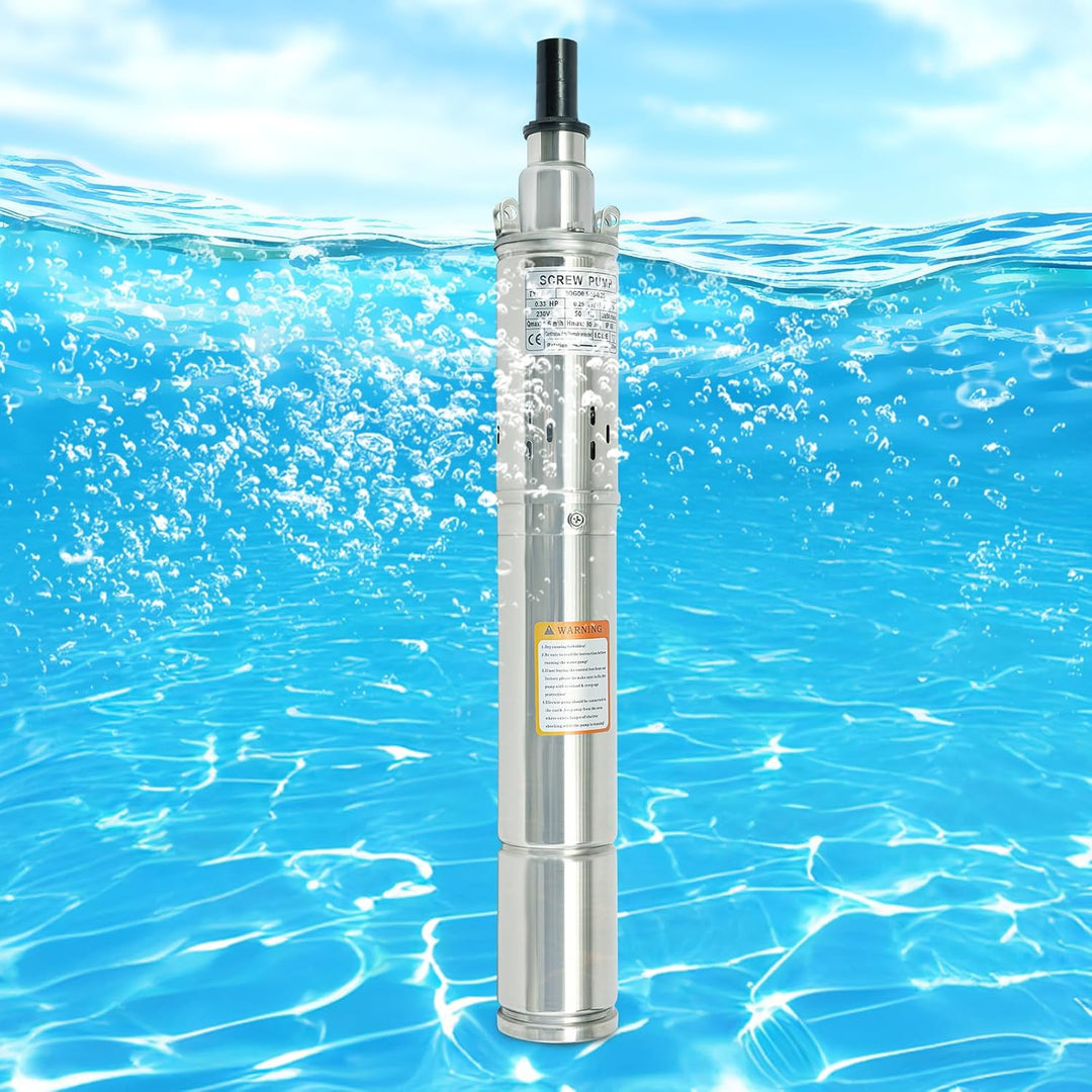 3 Zoll Tiefbrunnenpump Edelstahl Tiefbrunnenpumpe 1600 L/h, Förderhöhe max. 80 m, Brunnenpumpe Tauch