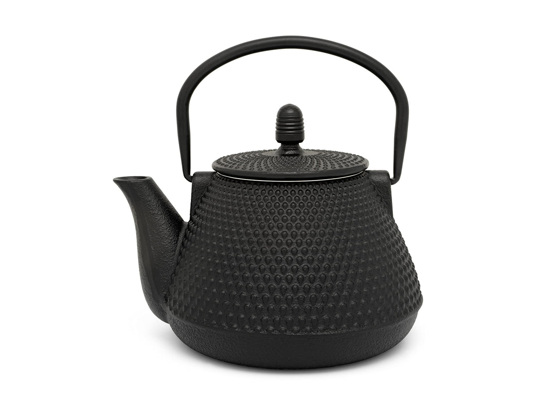 kleine schwarze genoppte gusseiserne Asia Teekanne 0.8 Liter