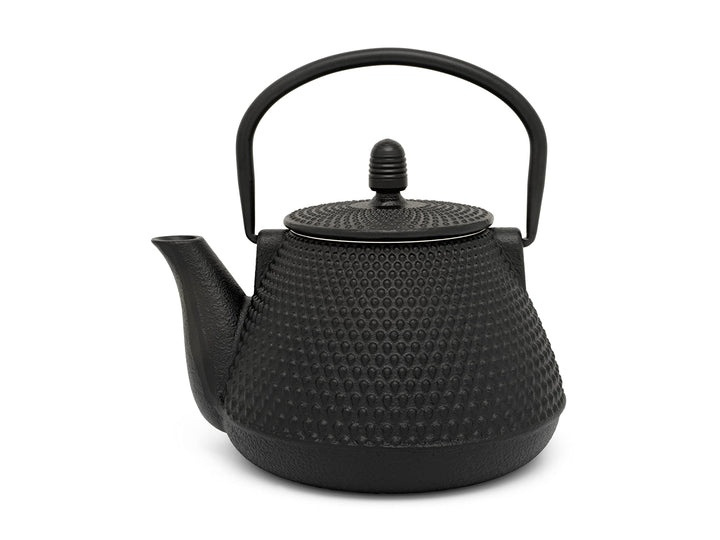 kleine schwarze genoppte gusseiserne Asia Teekanne 0.8 Liter