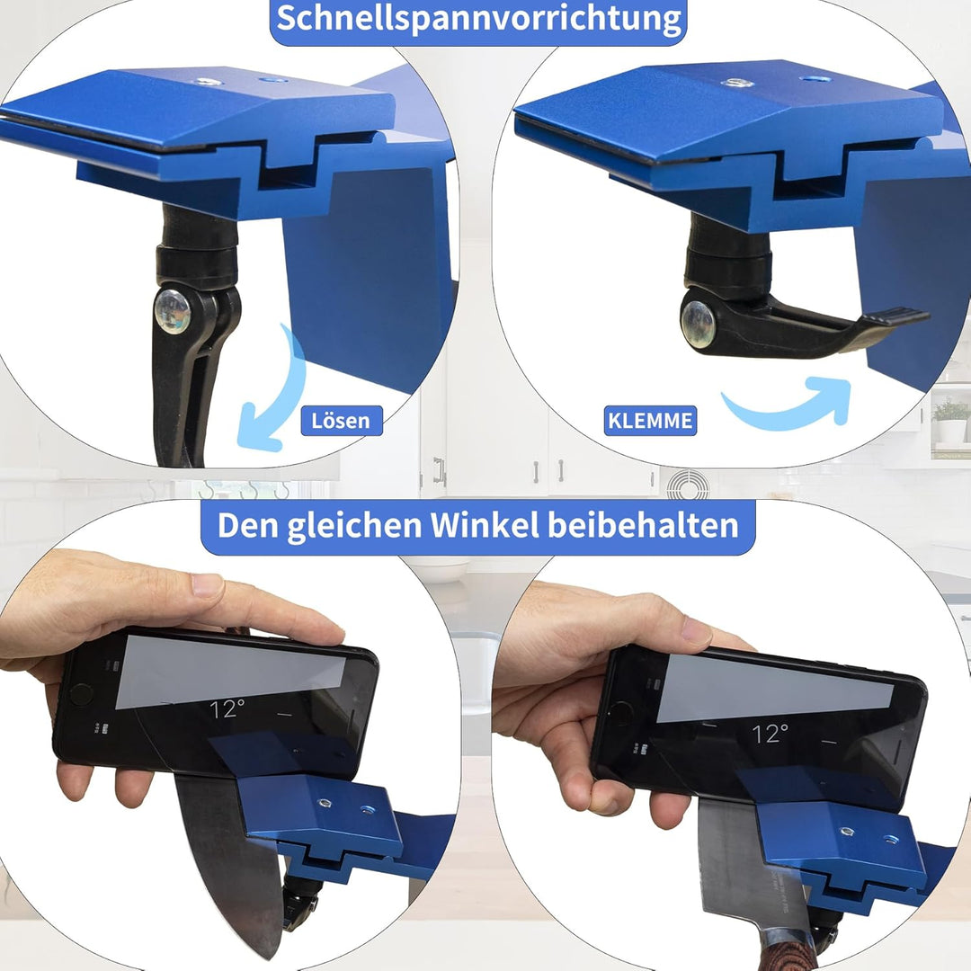 CWOVRS Messerschärfer Profi, Professioneller Messerschärfer mit Schnellspann-Design, Festwinkel Mess