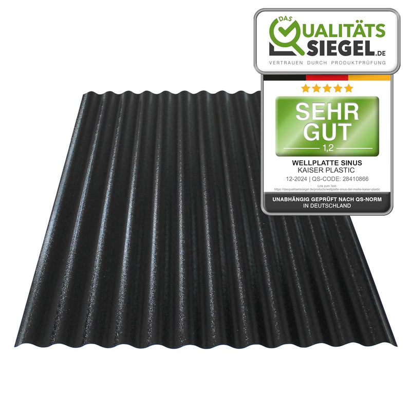 KAISER plastic® Wellplatte | Xtra Strong (PC) | C-Struktur und schwarz | 0,8mm Stärke | Sinus 76/18