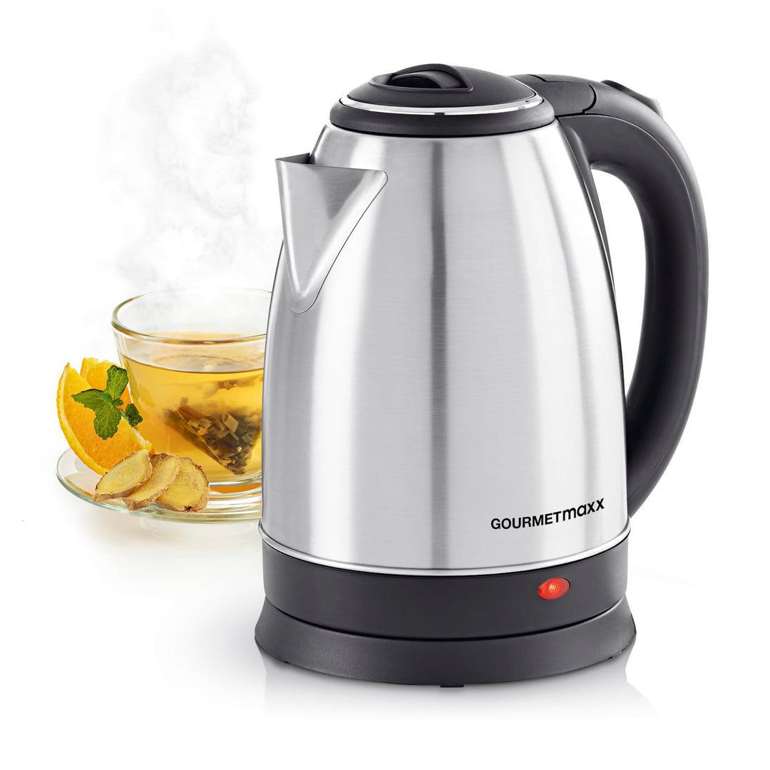 GOURMETmaxx Edelstahl-Wasserkocher 1,8 L | Leistungsstarker Boiler mit Abschaltfunktion und 360° Bas