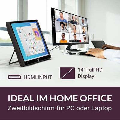 XORO PTL 1400 V2 - 14 Zoll Tragbarer FullHD DVB-T/T2 Fernseher mit eingebauten Akku, HDMI IN, USB 2.