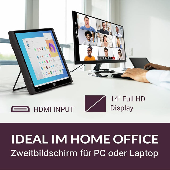 XORO PTL 1400 V2 - 14 Zoll Tragbarer FullHD DVB-T/T2 Fernseher mit eingebauten Akku, HDMI IN, USB 2.