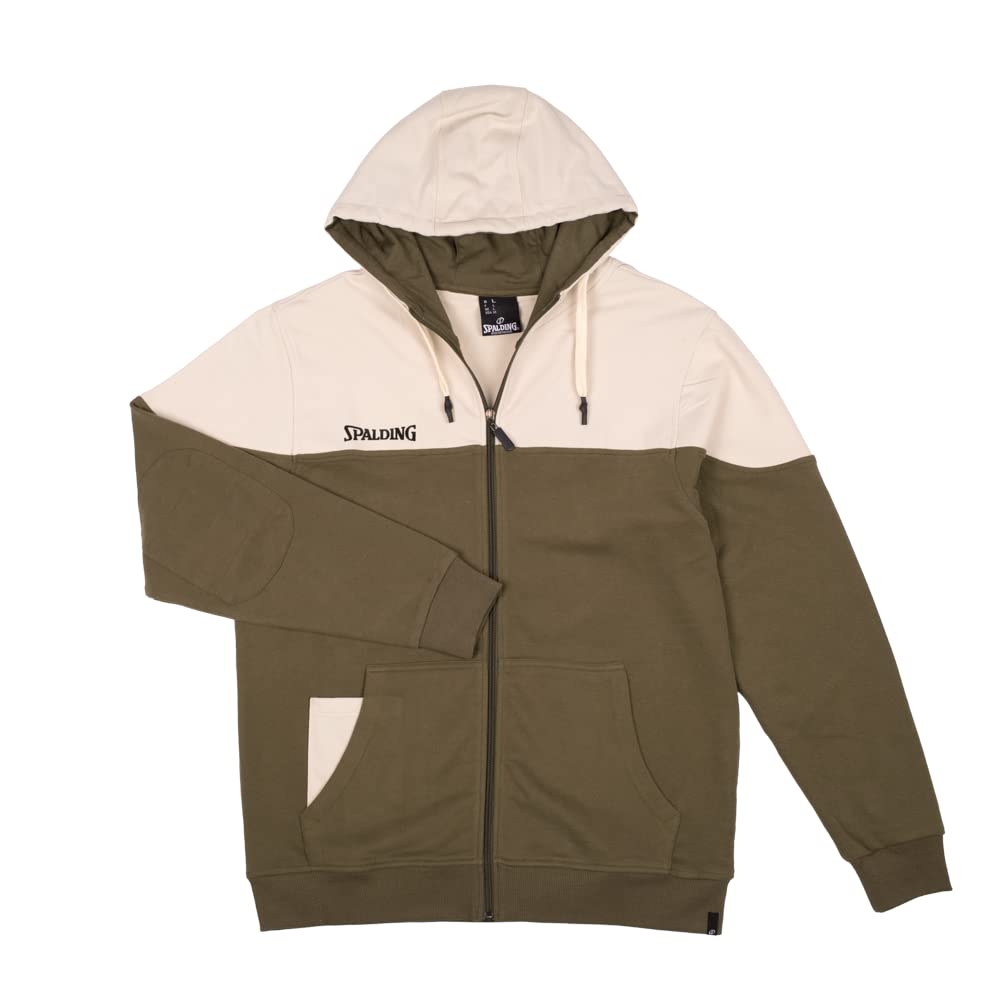 Spalding - Funk Kapuzenpulli mit Reissverschluss - Khaki/Sandgrau - 80% Baumwolle - Sport Sweatshirt