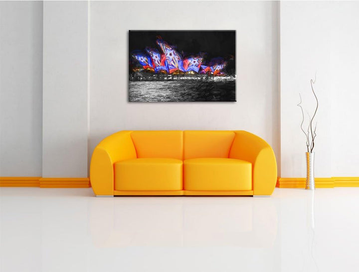Dark beeindruckende Sydney Opera House Sternenbeleuchtung schwarz/weiss Deluxe Format: 100x70 cm auf