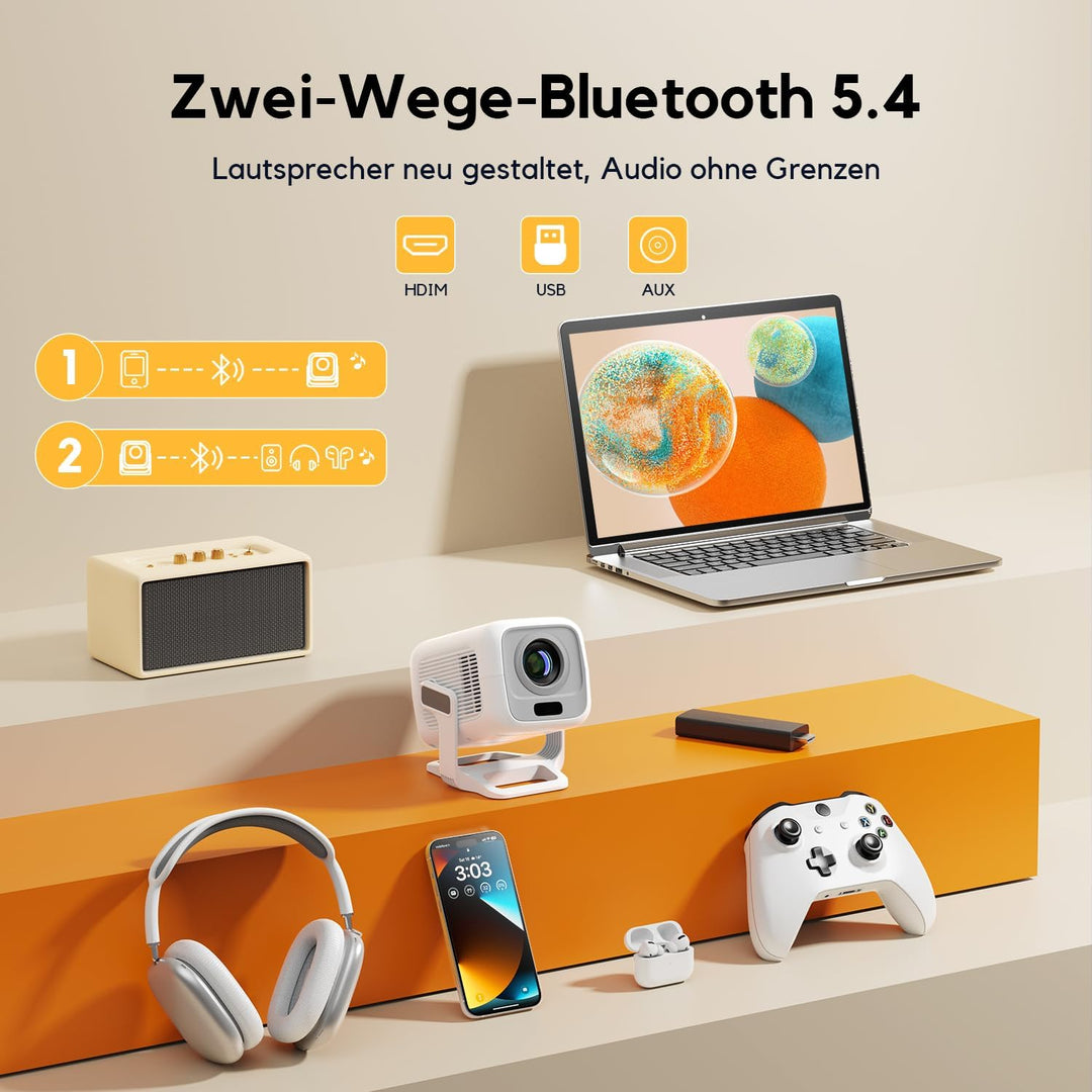 Beamer, AKIYO 7500 Lumen WiFi Mini Beamer Full HD, Native 1080P Full HD Heimkino Video Beamer, HiFi-