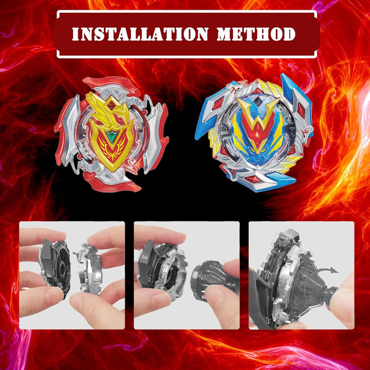 Gytobytle104 & 105 Bey Kampfkreisel Metal Fusion Blade Kreisel Set mit Launcher Griff Valtryek Achil