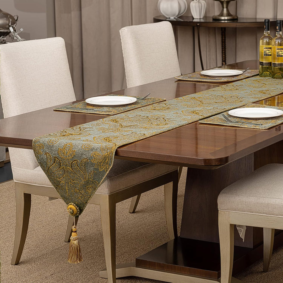 Tischläufer mit Quasten, Jacquard Tischdecke für Esstisch Urlaub Party Wohnzimmer Dekoration (33x228