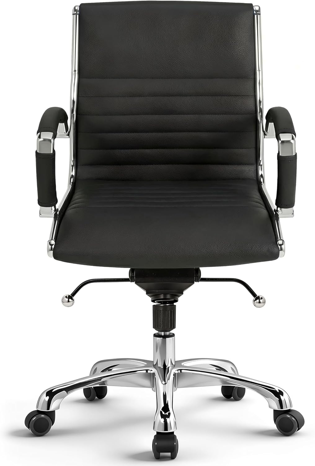 VERSEE Premium Echt-Leder Bürostuhl Montreal in Schwarz - Ergonomischer Designstuhl für Büro und Hom