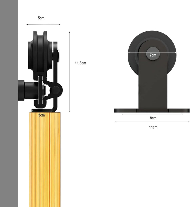 243cm/8FT Schiebetürsystem Zubehörteil Laufschiene Schiebetürbeschlag Holzschiebetür Komplettset Sch