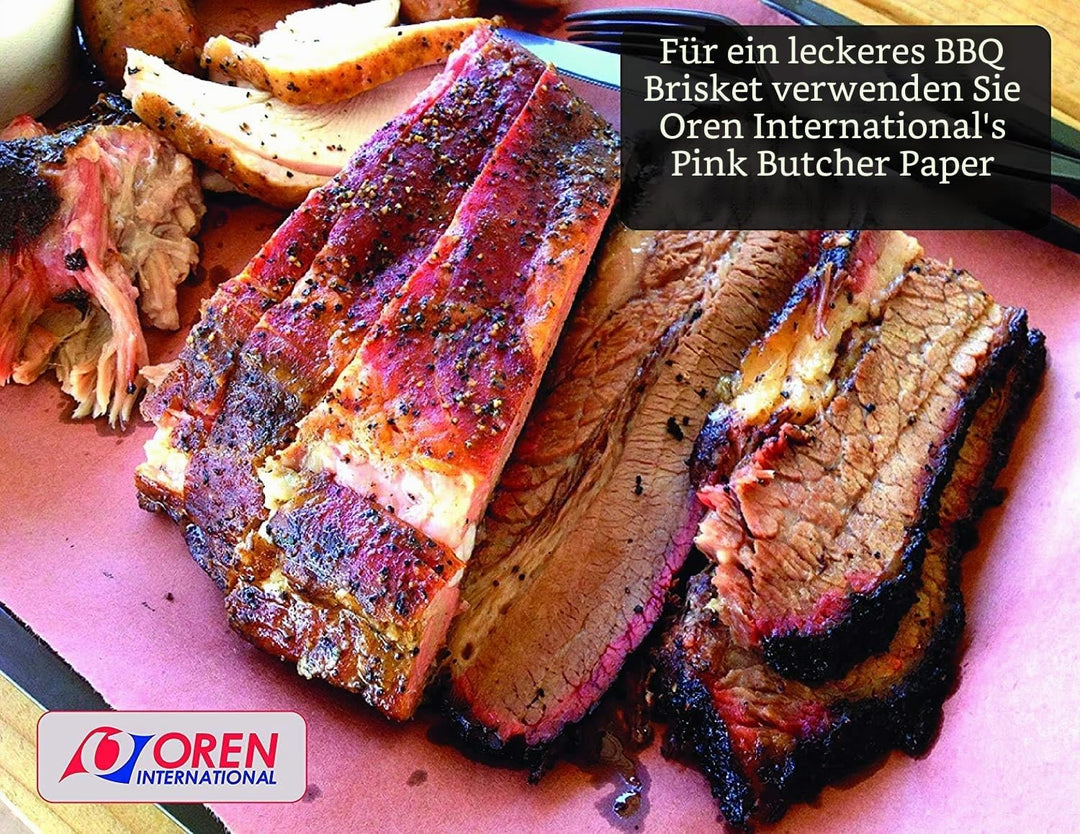 Oren Pink Butcher Paper BBQ Kraftpapier - 20m x 61cm - Das ORIGINAL Butcher Papier aus USA für perfe