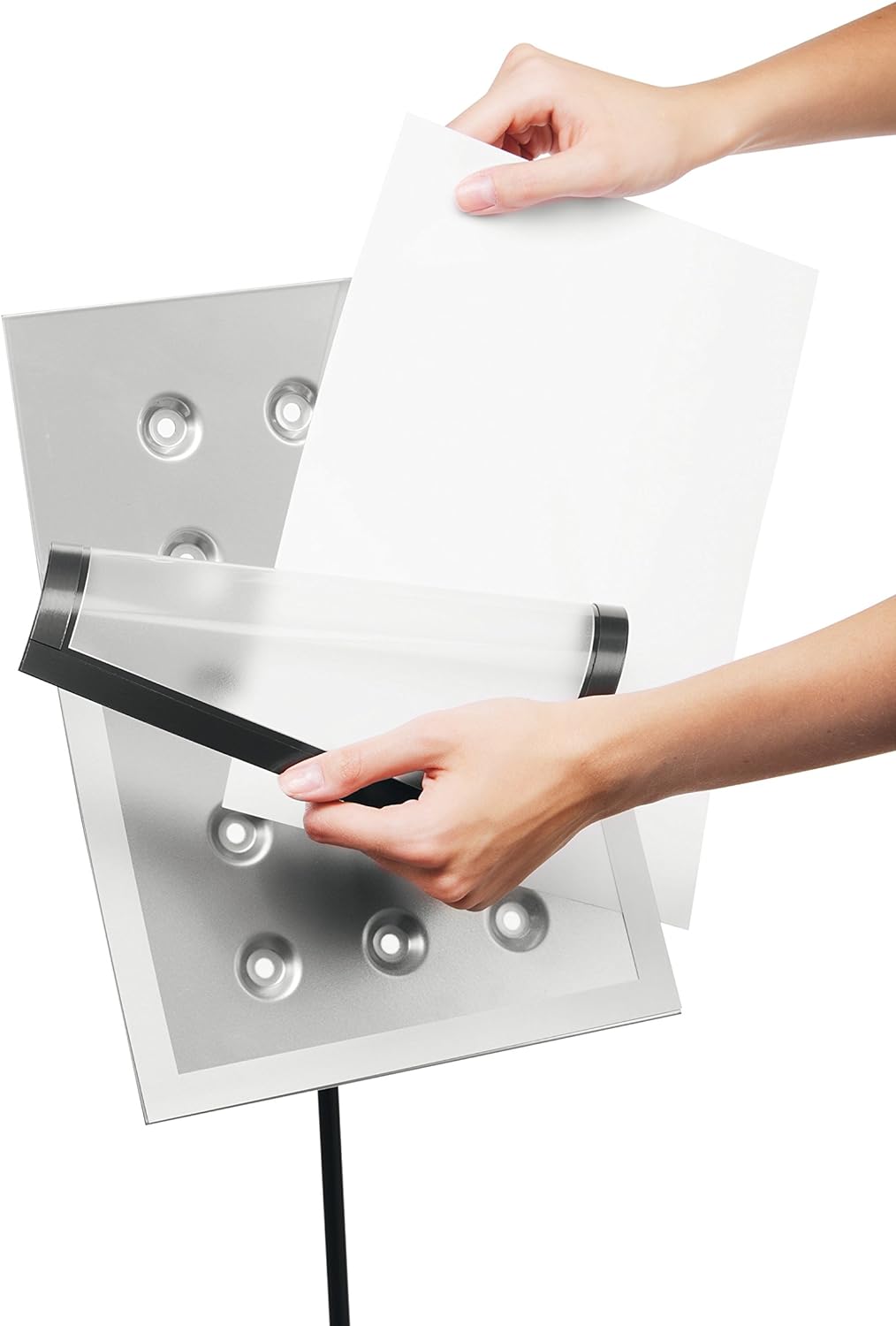 Durable Bodenständer Duraview Stand (mit Magnetrahmen, für Aushänge in A4) 1 Stück, silber, 498123 B