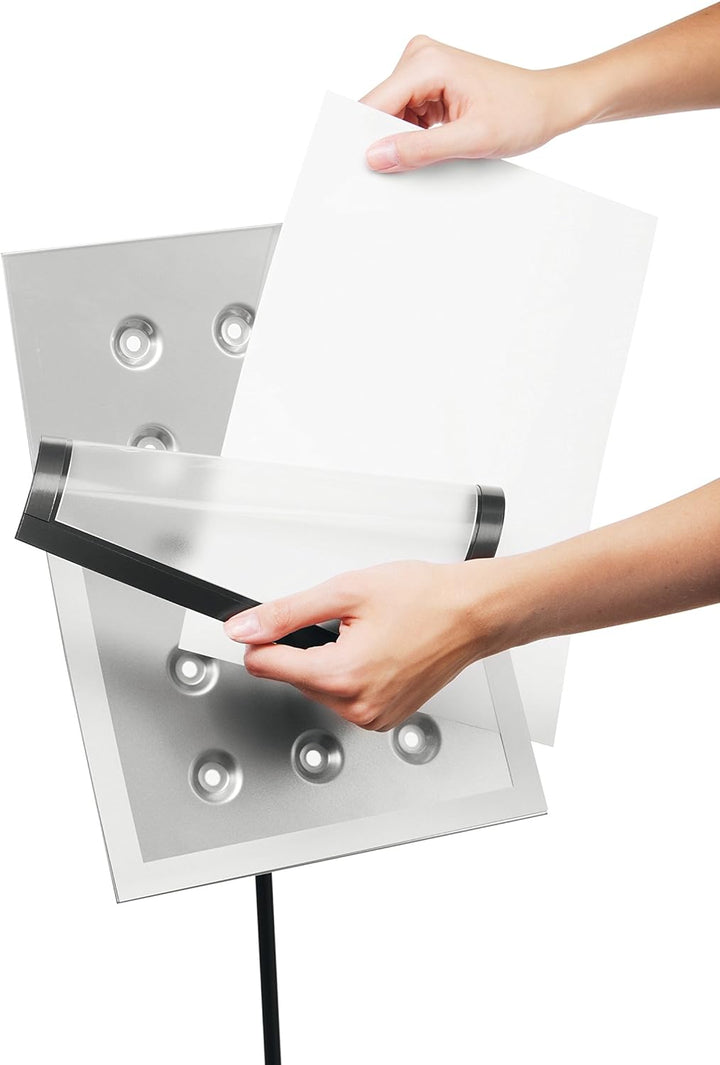 Durable Bodenständer Duraview Stand (mit Magnetrahmen, für Aushänge in A4) 1 Stück, silber, 498123 B
