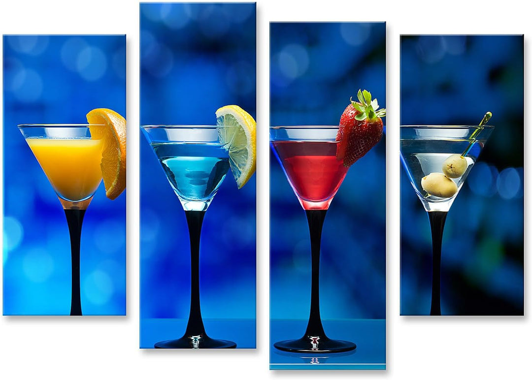 islandburner Bild auf Leinwand Verschiedene Cocktails Garniert Mit Früchten Auf Glastisch In Bar Bil