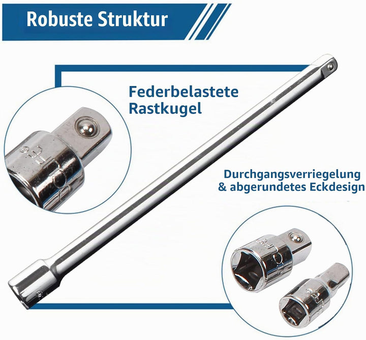 CCLIFE 23tlg Steckschlüssel Verlängerung Satz 1/4&