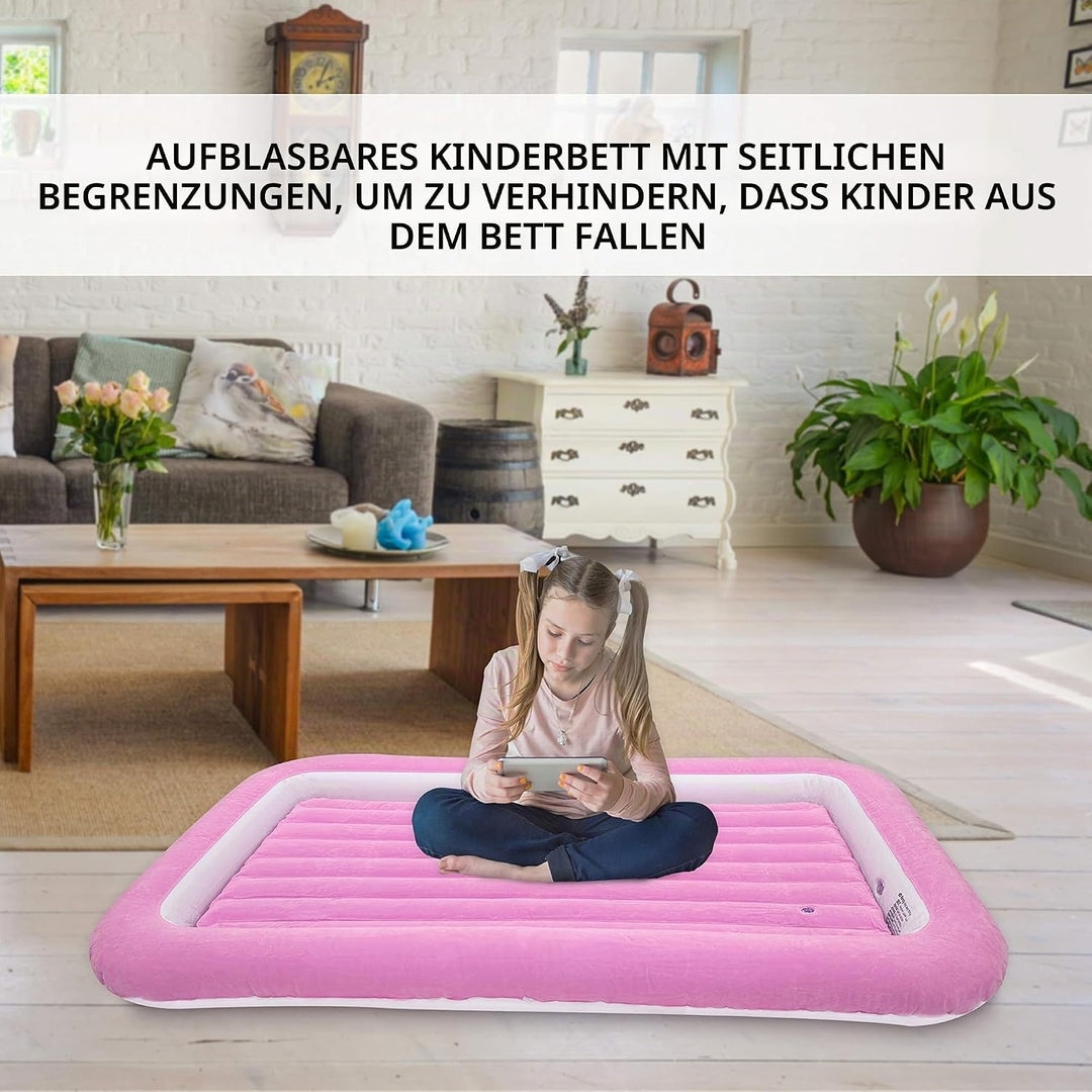 Avenli 85490 Luftmatratze für Kinder, Einzelbett, beflockt, Rosa, 152 cm x 89 cm x 17,5 cm