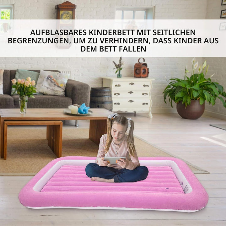 Avenli 85490 Luftmatratze für Kinder, Einzelbett, beflockt, Rosa, 152 cm x 89 cm x 17,5 cm