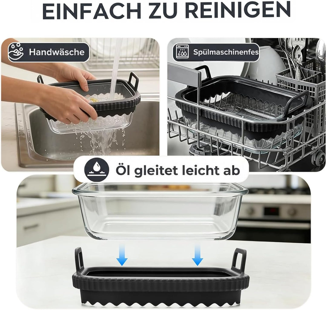 Borosilikat Glas-Auflaufform Set kompatibel mit Ninja, Cosori, Philips &amp; weiteren Heissluftfritteuse