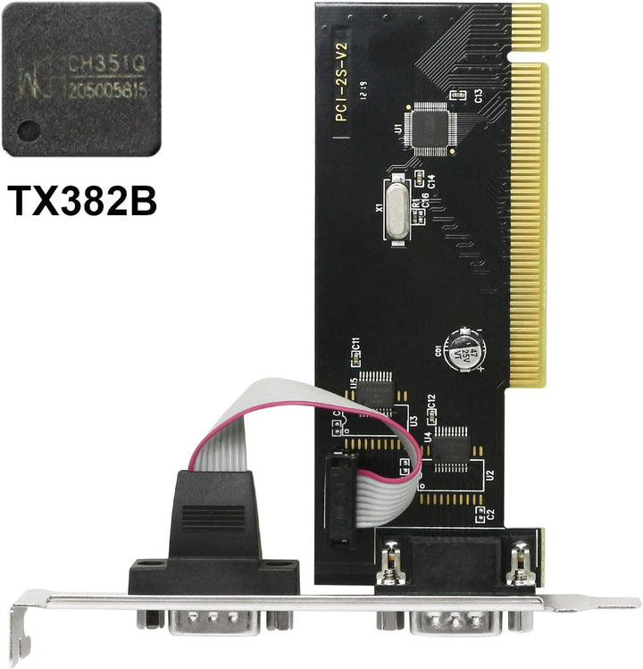 CERRXIAN PCI-auf-2 serielle Port-Erweiterungskarte DB9 serielle Port-Anschlüsse PCI auf 2 Ports COM