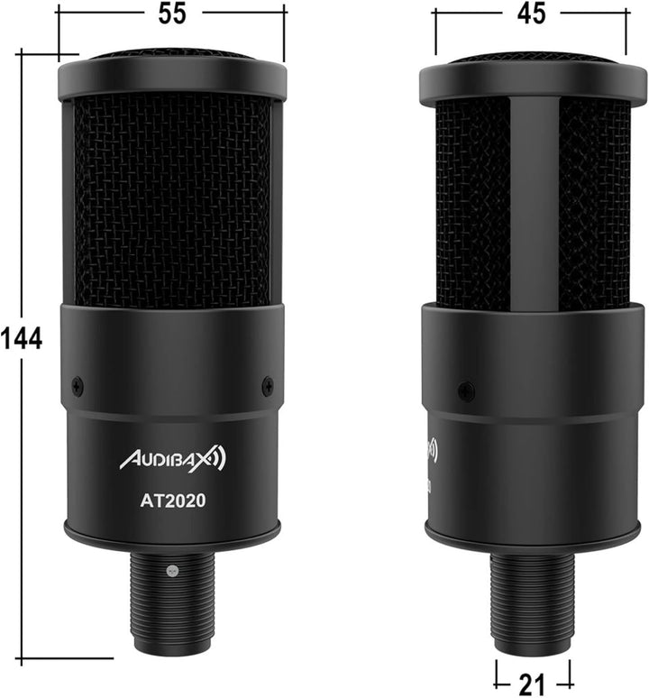 Audibax AT2020 Micrófono Estudio Profesional Condensador