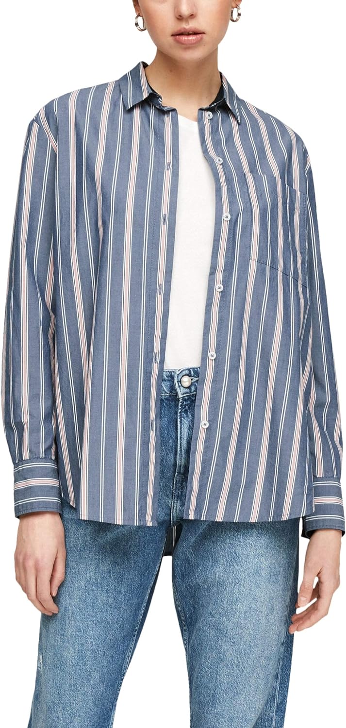 s.Oliver Damen Bluse L Blue Stripes, L Blue Stripes