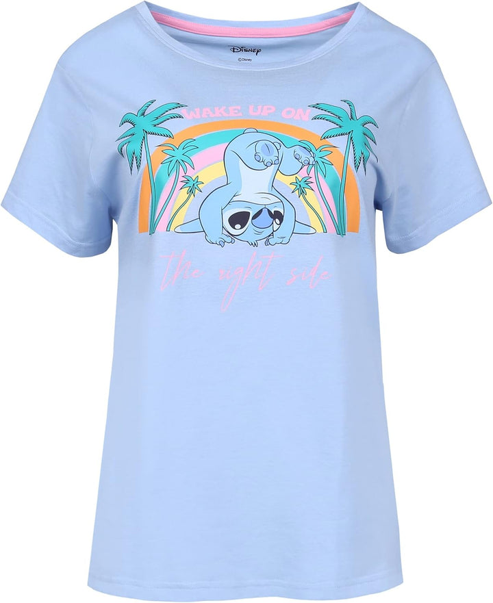 Stitch Disney Langarm-Pyjama für Damen, Blau und Pink S Kurzarm, S Kurzarm