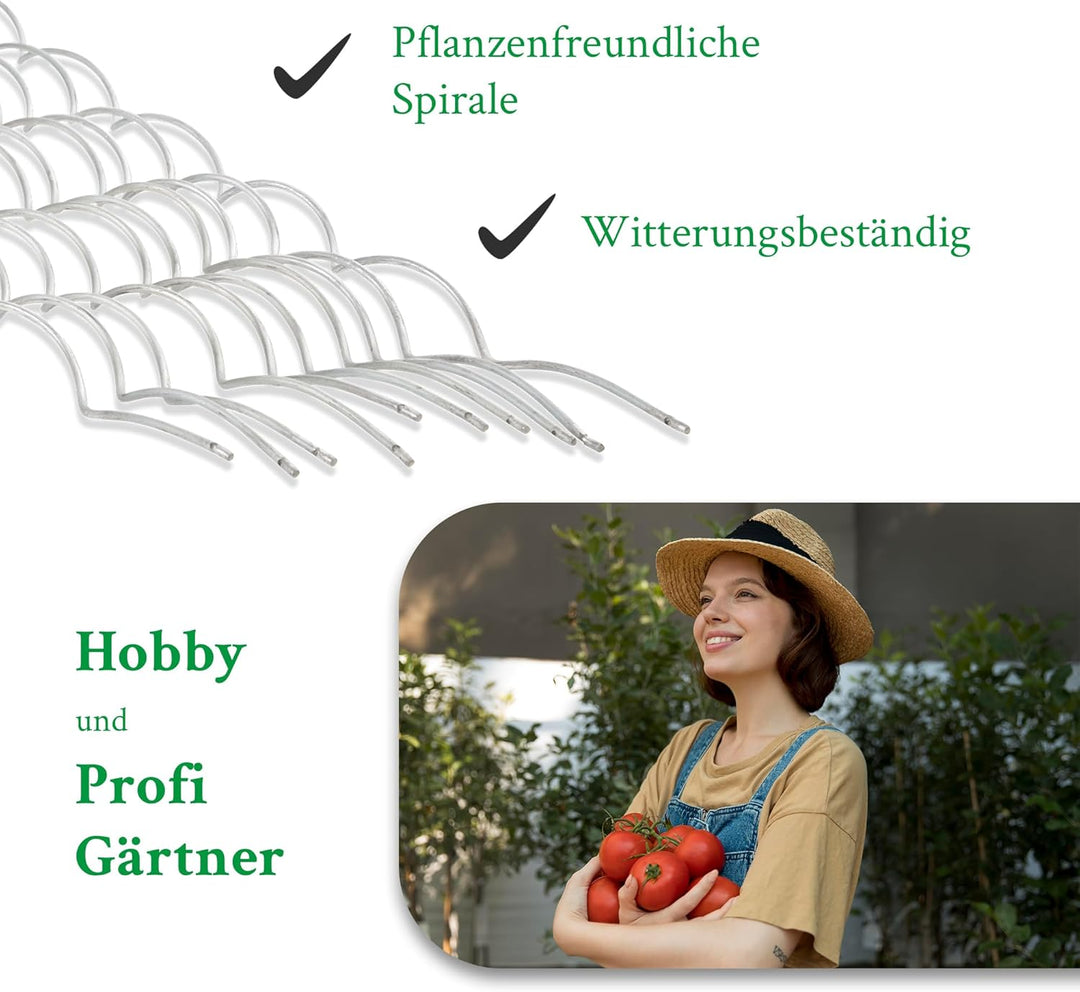 Novatool 10 Stück Tomatenstäbe 170 cm x 5 mm Ø Tomatenspiralstäbe verzinkt Rankstäbe Tomatenstangen