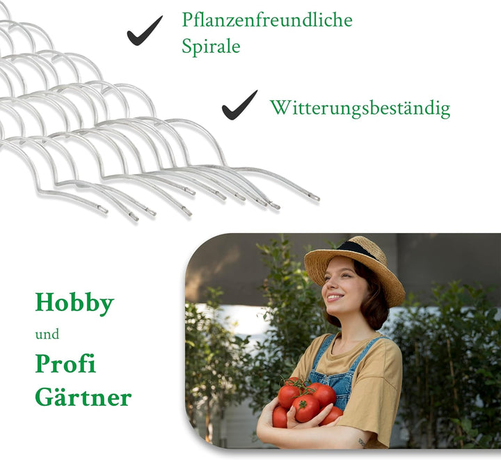 Novatool 10 Stück Tomatenstäbe 170 cm x 5 mm Ø Tomatenspiralstäbe verzinkt Rankstäbe Tomatenstangen