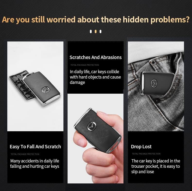 KUNIO Schlüsselhülle Passt für Mazda 3 Alexa CX-4 CX-5 MX5 CX-8 CX-9 CX-30 CX30 2019-2022 Aluminiuml